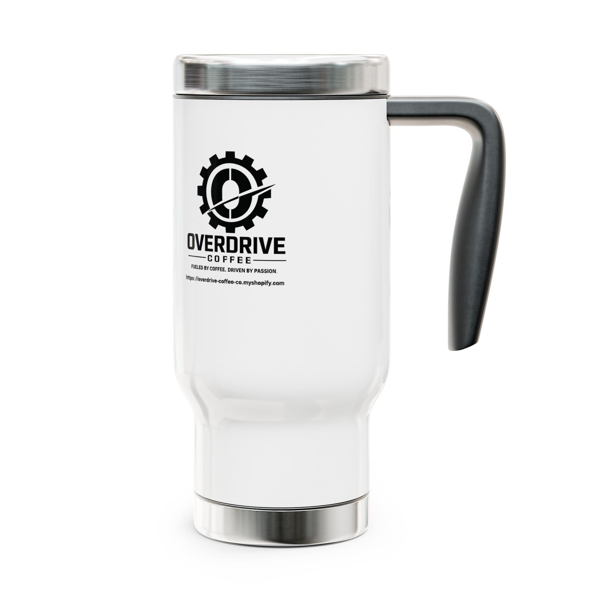 Overdrive Coffee Logo 14oz Stainless Travel Mug with Handle